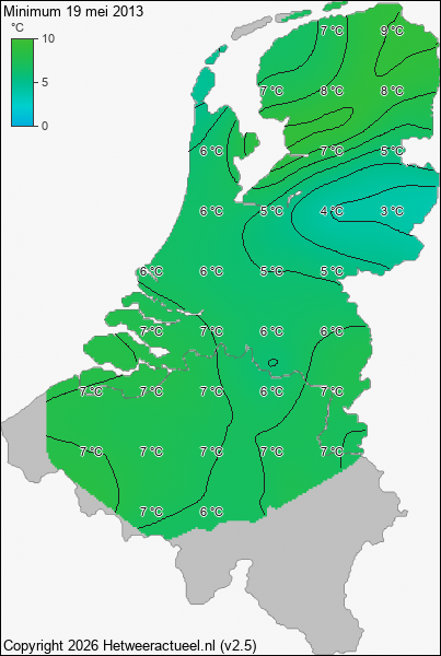 Minimum temperatuur 19 mei 2013