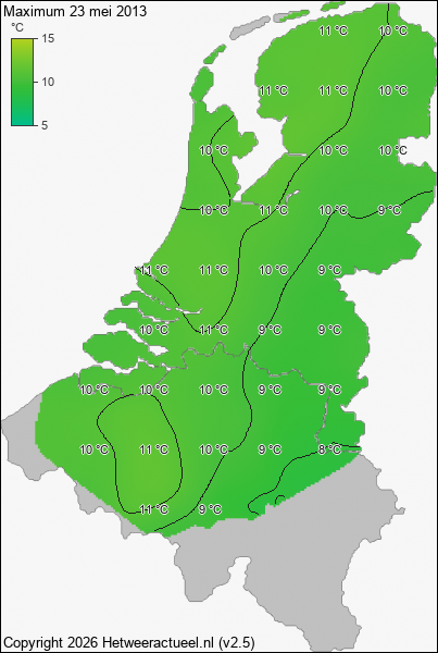 Maximum temperatuur 23 mei 2013