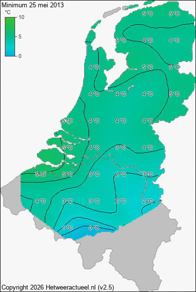 Minimum temperatuur 25 mei 2013