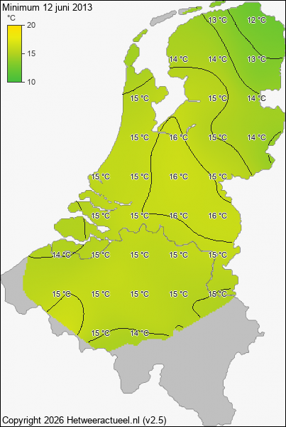 Minimum temperatuur 12 juni 2013
