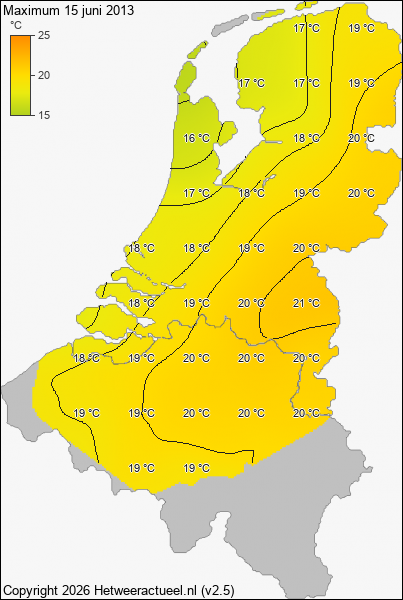 Maximum temperatuur 15 juni 2013