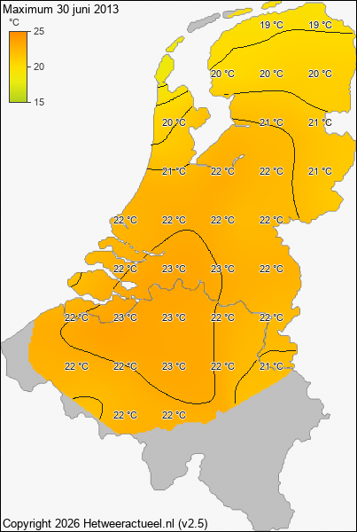 Maximum temperatuur 30 juni 2013