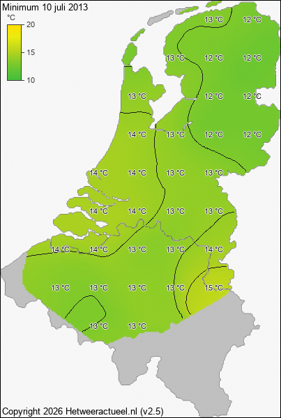 Minimum temperatuur 10 juli 2013