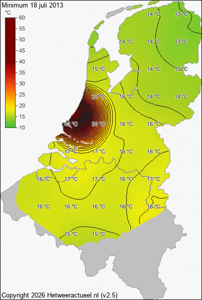 Minimum temperatuur 18 juli 2013