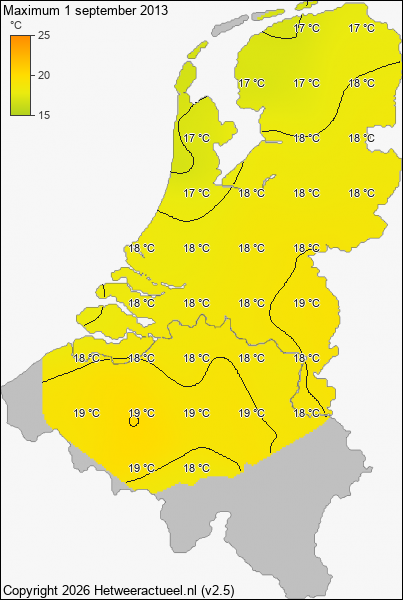 Maximum temperatuur 1 september 2013
