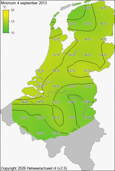 Minimum temperatuur 4 september 2013