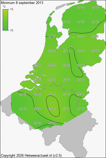 Minimum temperatuur 8 september 2013