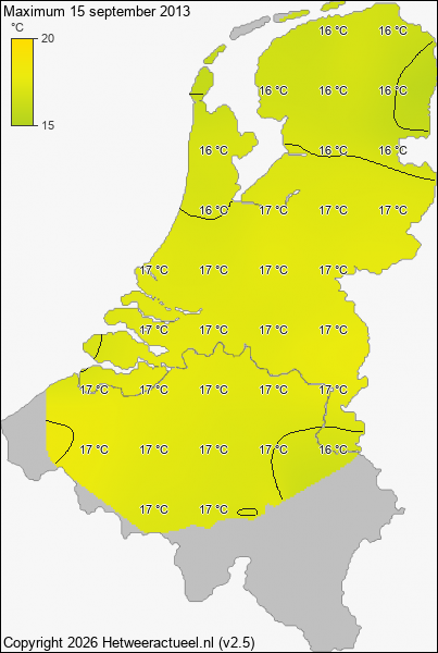 Maximum temperatuur 15 september 2013