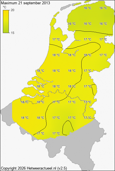 Maximum temperatuur 21 september 2013