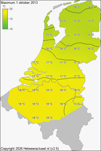 Maximum temperatuur 1 oktober 2013