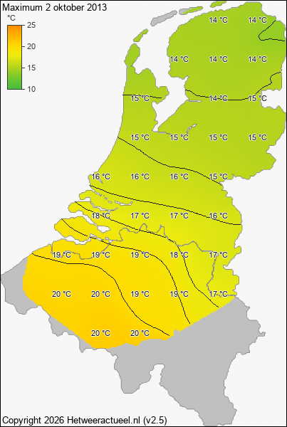 Maximum temperatuur 2 oktober 2013