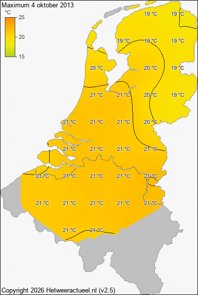 Maximum temperatuur 4 oktober 2013