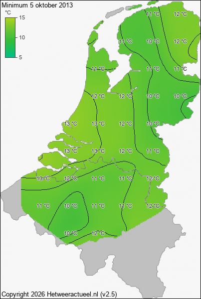 Minimum temperatuur 5 oktober 2013