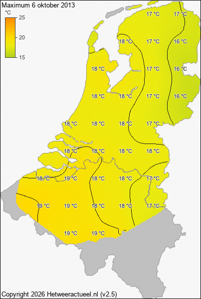 Maximum temperatuur 6 oktober 2013