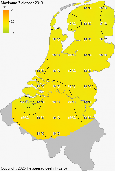 Maximum temperatuur 7 oktober 2013