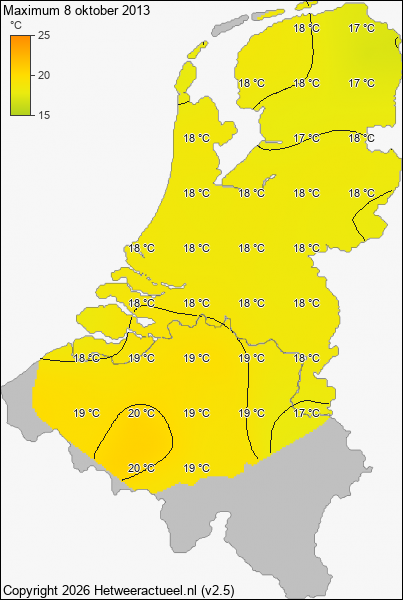 Maximum temperatuur 8 oktober 2013