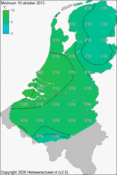 Minimum temperatuur 10 oktober 2013