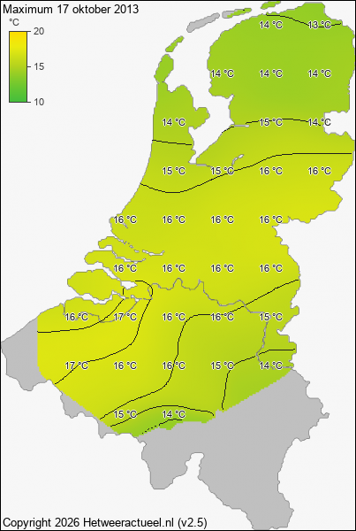 Maximum temperatuur 17 oktober 2013