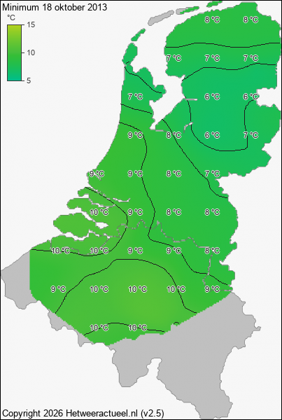 Minimum temperatuur 18 oktober 2013