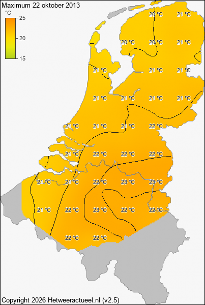 Maximum temperatuur 22 oktober 2013