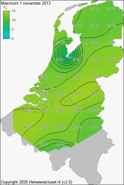 Maximum temperatuur 1 november 2013