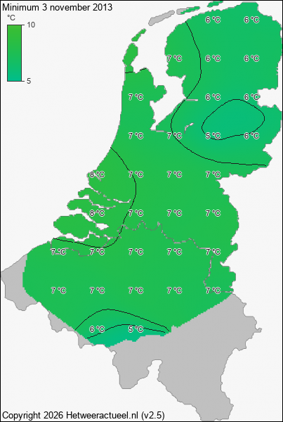 Minimum temperatuur 3 november 2013