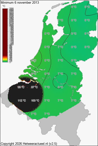 Minimum temperatuur 6 november 2013