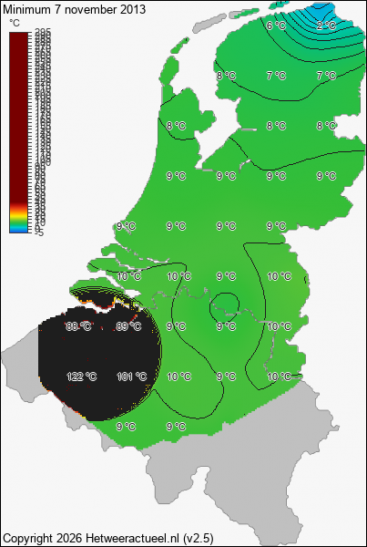 Minimum temperatuur 7 november 2013