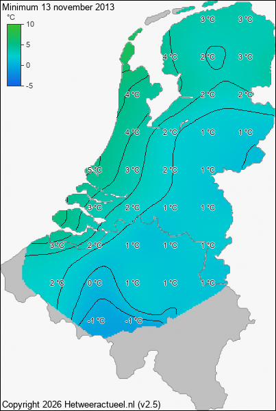 Minimum temperatuur 13 november 2013