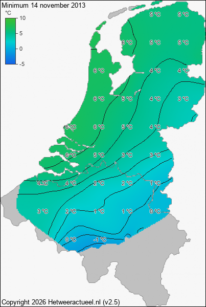 Minimum temperatuur 14 november 2013