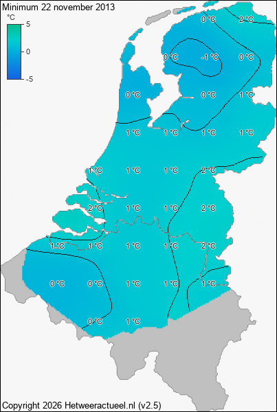 Minimum temperatuur 22 november 2013