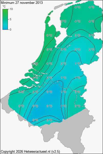 Minimum temperatuur 27 november 2013