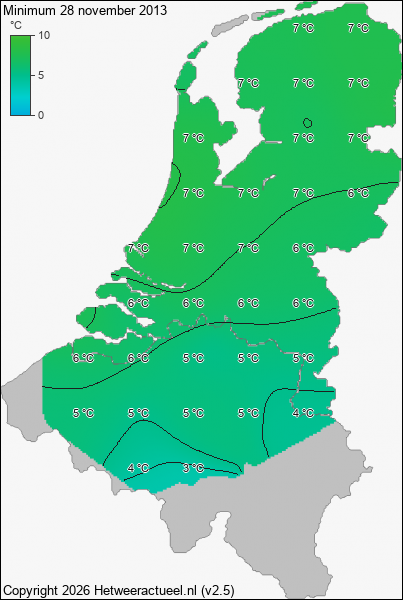 Minimum temperatuur 28 november 2013