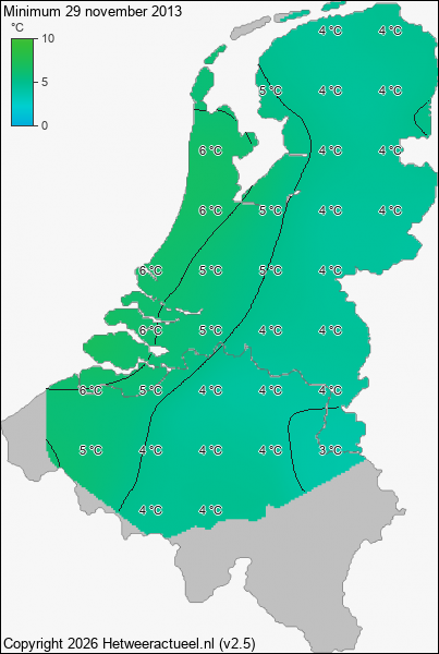 Minimum temperatuur 29 november 2013