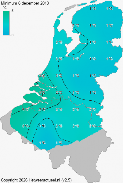 Minimum temperatuur 6 december 2013