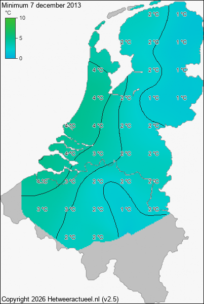 Minimum temperatuur 7 december 2013