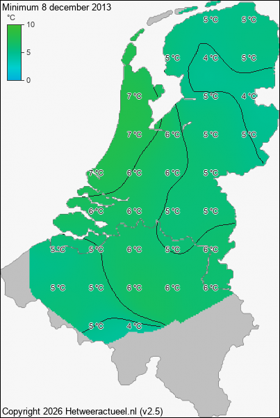 Minimum temperatuur 8 december 2013