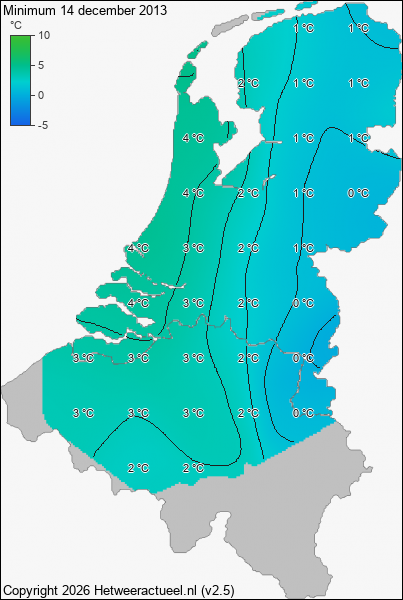 Minimum temperatuur 14 december 2013