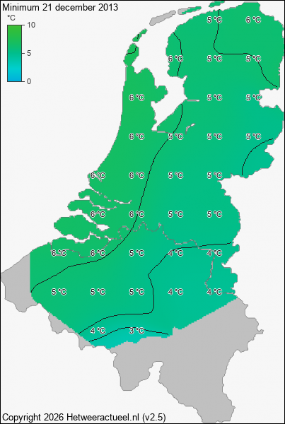 Minimum temperatuur 21 december 2013
