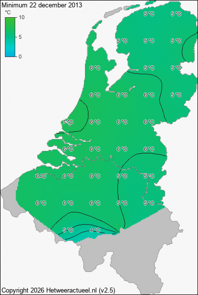 Minimum temperatuur 22 december 2013