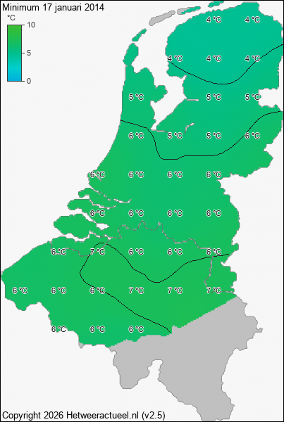Minimum temperatuur 17 januari 2014