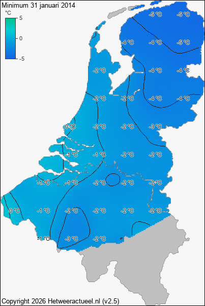 Minimum temperatuur 31 januari 2014