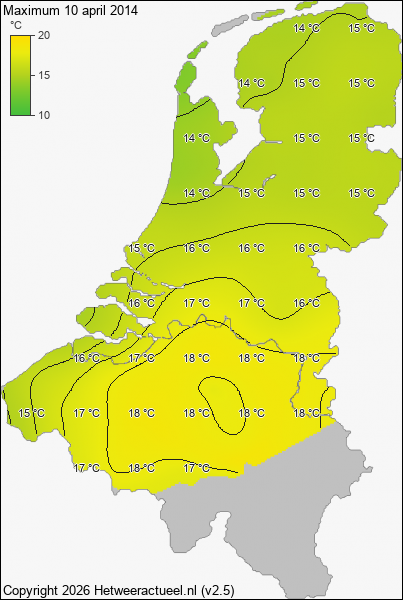 Maximum temperatuur 10 april 2014
