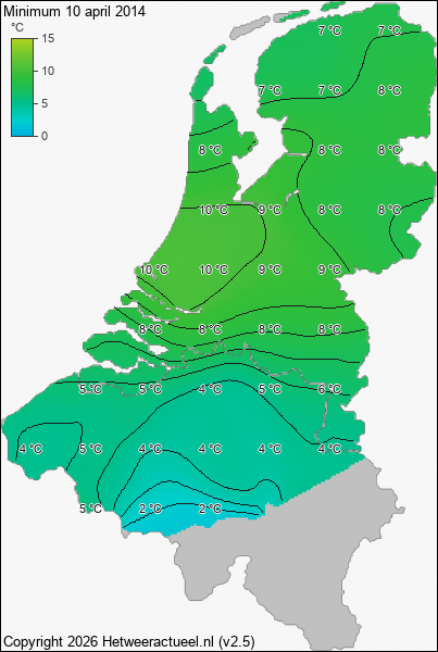 Minimum temperatuur 10 april 2014