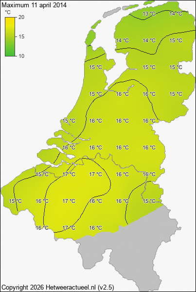 Maximum temperatuur 11 april 2014