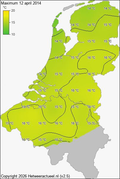Maximum temperatuur 12 april 2014