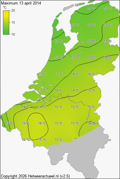 Maximum temperatuur 13 april 2014