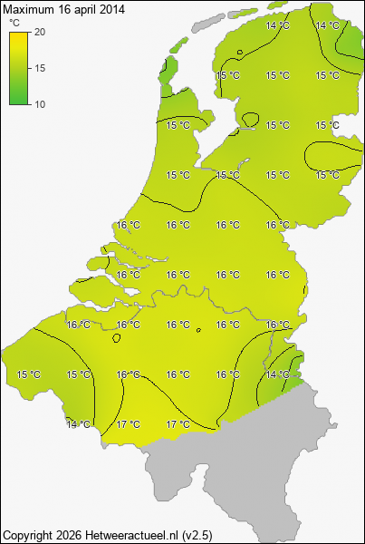Maximum temperatuur 16 april 2014