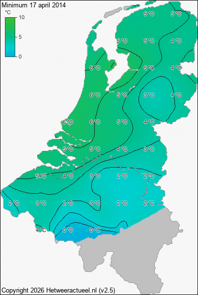 Minimum temperatuur 17 april 2014
