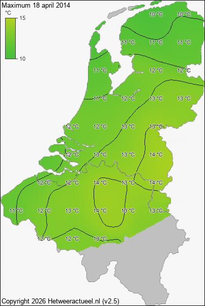 Maximum temperatuur 18 april 2014